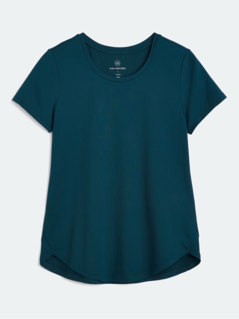 We Wander We Flex Tazia Women’s Tulip Hem Teal Short Sleeve Performance Te
